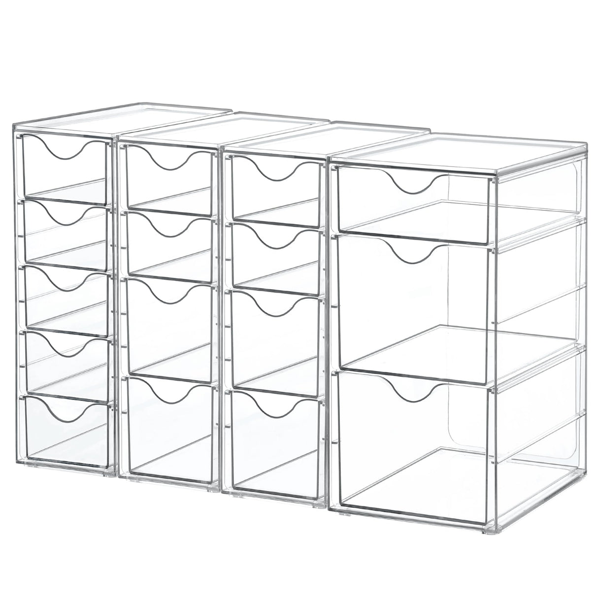 Vtopmart Acrylic Organizer with 16 Drawers (4 Set),Clear Storage Drawers for Office Supplies,Desk Organization and Storage for Makeup,Jewelry,Art Crafts Vtopmart