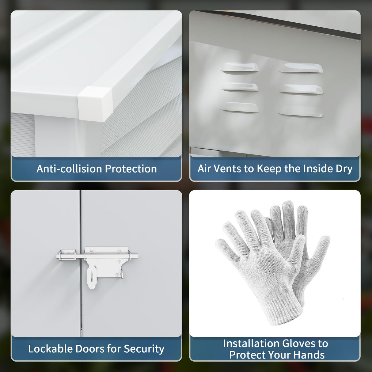 Outsunny 4.6' x 9' Steel Outdoor Storage Shed, Lean to Shed, Metal Tool House with Foundation Kit, Lockable Doors, Gloves and 2 Air Vents for Backyard, Patio, Lawn, White Outsunny