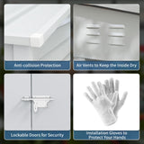 Outsunny 4.6' x 9' Steel Outdoor Storage Shed, Lean to Shed, Metal Tool House with Foundation Kit, Lockable Doors, Gloves and 2 Air Vents for Backyard, Patio, Lawn, White Outsunny