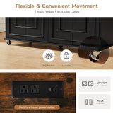 ONBRILL 58" Mobile Kitchen Island, Kitchen Island Cart with Power Outlet, Island Table for Kitchen, Home Bar Carts with Storage, Kitchen Rolling Island with Spice Rack & Towel Rack & Knife Holder ONBRILL