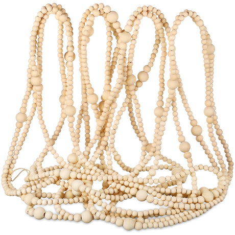 FairySandy 49.2 ft Christmas Wood Bead Garland Xmas Bead Garland Round Craft Bead Garland Christmas Vintage Decorations Boho Farmhouse Ornaments for Holiday Xmas Tree Decor (Wood Color) FairySandy