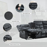 EBELLO Manual Reclining Sectional Sofa Set for Living Room, Soft Fabric Recliner Corner Sectional Couch with Center Console, Cup Holder and Storage, Grey EBELLO