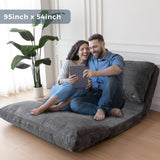 MAXYOYO Bean Bag Bed Folding Sofa Bed Floor Mattress for Adults, Extra Thick and Long Floor Sofa with Corded Washable Cover, Dark Grey, 54x95 Inch MAXYOYO