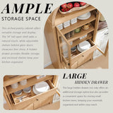 IFGET 71" Tall Arched Kitchen Pantry Cabinet, Modern Farmhouse Kitchen Storage Cabinets with Open & Adjustable Shelves, Hidden Drawer & Glass Door, Versatile Cupboard for Kitchen, Dining Room, Natural IFGET