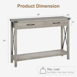 IDEALHOUSE Console Table with 2 Drawers, Farmhouse Entryway Table with Storage Shelf, Accent Wood Sofa Table for Living Room, Hallway, Foyer-Grey IDEALHOUSE