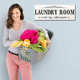 Jetec Laundry Room Decor Sign Wooden Rustic Farmhouse Family Laundry Room Wall Sign Wash Dry Fold Repeat Wall Decor Prints for Home, 16 x 6 Inches(White) Jetec