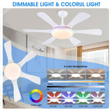 Surtime Ceiling Fans with Lights-47 Low Profile Ceiling Fan with 7-Color RGB Light and Remote/APP Control,Flush Mount,DC Reversible,LED Dimmable White Ceiling Fans for Bedroom,Indoor/Outdoor Patio Surtime