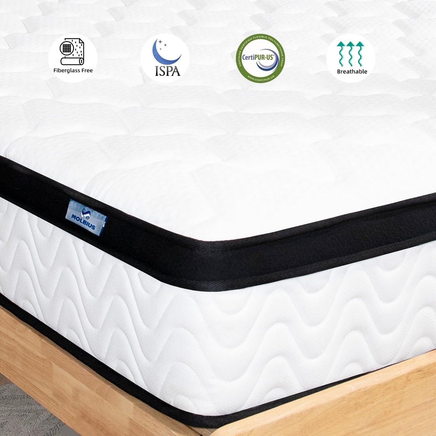 MOLBIUS Queen Mattress 10 Inch | Queen Size Hybrid Mattresses in a Box | Medium Firm Feel Memory Foam and Individual Pocket Springs | Fiberglass Free Bed Matress | Breathable | CertiPUR-US | Upgrade