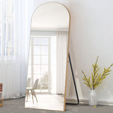 PexFix Arched Full Length Mirror 65''x22'' Arched Wall Mirror Floor Mirror with Stand Full Body Mirror with Gold Wood Frame PexFix