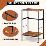 WLIVE Nightstand Set of 2, End Table with Fabric Storage Drawer and Open Wood Shelf, Bedside Furniture with Steel Frame, Side Table for Bedroom, Dorm, Rustic Brown Wood Grain Print, 24.9" Height WLIVE