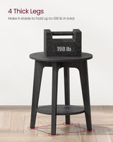 VASAGLE Side Table, Small Round End Table with Lower Shelf, Nightstand for Small Spaces, Living Room, Bedroom, Charcoal Gray ULET283T22 VASAGLE