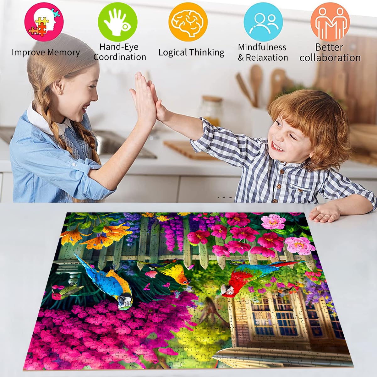 500 Piece Jigsaw Puzzle for Adults -Flowers & Birds Jigsaw Puzzles 500 Pieces Puzzles for Adults-Finished Size 19.3" x 13.7" HUADADA