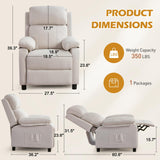 Korser Recliner Chair for Adults, Padded Deep Seat Reading Chair with Side Pockets, Small Recliners for Small Spaces, Adjustable Chair for Living Room, Bedroom, and RV (Linen) Korser
