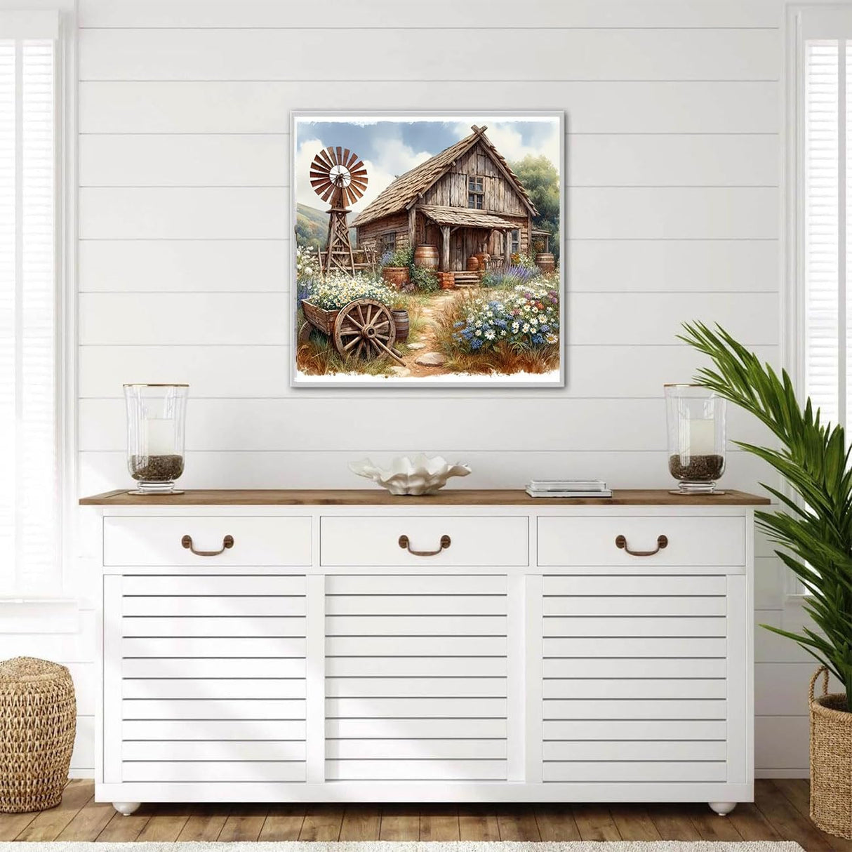 KTHOFCY 5D DIY Diamond Painting Kits for Adults, Wooden House and Sunflowers Full Drill Embroidery Cross Stitch Crystal Rhinestone Paintings Pictures Arts Wall Decor Painting Dots Kits 11.8X11.8 inch KTHOFCY