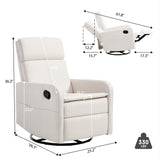 Ketaiyou Swivel Rocking Recliner Chair for Adults, Rocker Nursery Glider Chair for Living Room Bedroom, Upholstered Fabric Reclining Single Sofa Chair(Beige) Ketaiyou