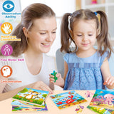 Puzzles for Kids Ages 4-6, 10 Pack of 20 Piece Wooden Jigsaw Puzzles for Toddlers Ages 3-5 Jigsaw Puzzle for Toddler Children Learning Educational Puzzles Toys for Boys and Girls. VOMYOZB
