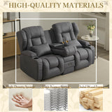 SAMERY 68" RV Loveseat Recliner Sofa, 6" Wall Hugger Reclining Loveseat with Flip-Down Console, Manual Fabric Recliner Sofa Couch for Living Room RV Theater Seating with Cup Holder SAMERY