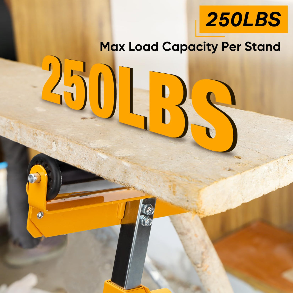 SHALL 2-Pack Folding Roller Stand - Heavy Duty 250 LBS Load Capacity - 27.8-43'' Adjustable Height - for Table Saw Outfeed Woodworking SHALL