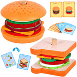 Wooden Burger Sandwich Stacking Toys for Kids, Play Food Toy for Toddlers, Montessori Toys for 3 Year Old, Preschool Educational Toys to Develop Fine Motor Skills MIKNEKE