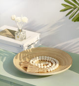 Meplait 39in Wood Bead Garland Farmhouse with Tassels,Versatile Prayer Beads Boho Chic Wall Hanging Home Decor(Natural) Meplait