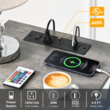 Livofloral LED Nightstand Set 2, Night Stand with Charging Station, Grey Side Table Set of 2 with Wood Drawers, End Tables with USB Ports and Outlets, Bedside Tables for Bedroom, End Table Living Room Livofloral