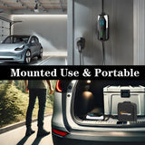 GUWIEYG Portable Level 1&2 EV Charger, 16A 100-240V 25FT J1772 Charger, Portable Electric Vehicle Charging with NEMA 6-20 Plug and NEMA 5-15 Adapter, Adjustable Current, Delay Timer, App Control GUWIEYG