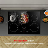 30 Inch10600W Induction Cooktop,AMZCHEF 9 Levels Electric Cooktop with 5 BOOST Burners,Bulid-in Induction Cooktop Control by Slide Touchscreen,Child Safety Lock,Independent Timer,No plug,240V amzchef