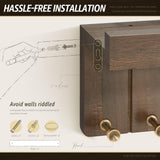 Rebee Vision Farmhouse Key Holder Wall Mount - Decorative Key and Mail Holder for Wall with 7 Hooks and Shelf Organizer - Ideal Apartment Essentials for Aesthetic Home Decor (Rustic Brown) Rebee Vision