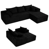 Black Cloud Couch Sectional Sofa in Box with L-Shape Chaise,Modern Modular Couches Upholstered with Deep Seat for Living Room,No Assembly Required SIMTONAL