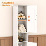 Homleke Tall Bathroom Storage Cabinet with 2 Doors, 67"H Narrow Storage Cabinet with Adjustable Shelves& Anti-Tip Design, Reversible Door Installation, Easy Assembly, 11.8 x 11.8 x 66.9 Inches, White Homleke