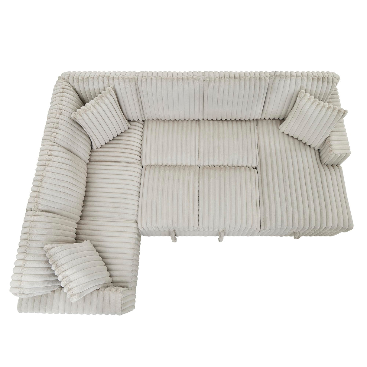 122'' Convertible U-Shaped Faux Rabbit Fur Plush Sectional Sleeper Sofa, Upholstered Cloud Couch Pull-Out Sofa Bed with Storage Chaise and USB Ports for Living Room (Khaki, 122'' x 95.6'') Familymill