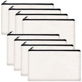 ZeeDix 8 Packs 8.3 x 5 inches Blank DIY Craft Bag Canvas - White Canvas Zipper Pouch Bags Multipurpose Cosmetic Bag Canvas Makeup Pouch with Zipper, Travel Toiletry Bag for Storage ZeeDix