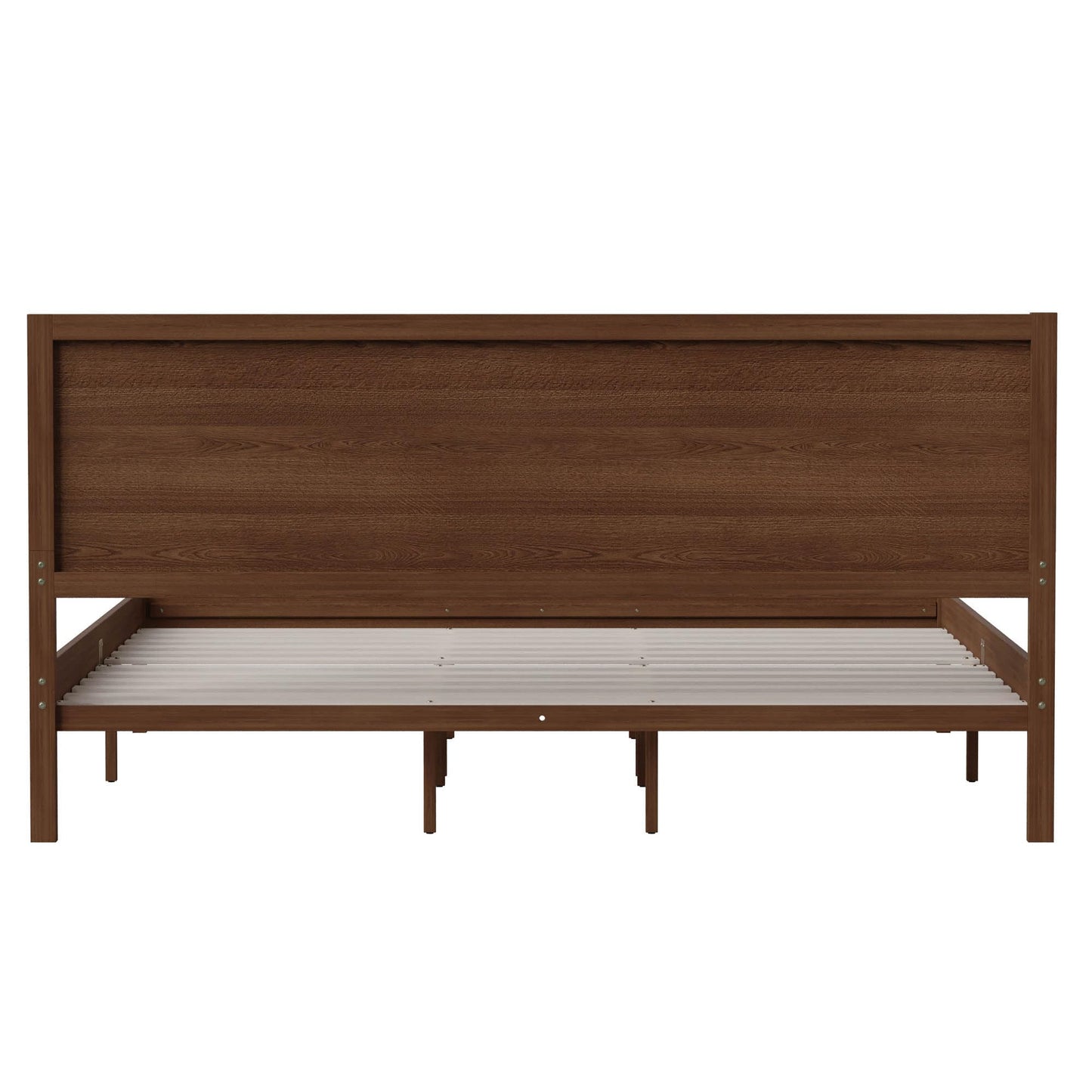 Flash Furniture Kingston Solid Wood Platform Bed with Wooden Slats and Headboard, No Box Spring Needed, King Size, Brown - WoodArtSupply