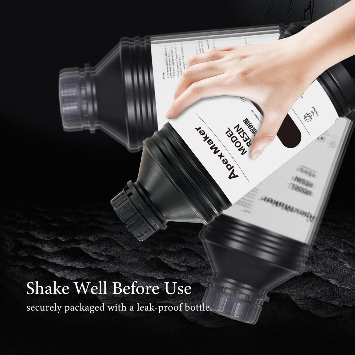 ApexMaker 3D Printer Resin Black, 1000g, High Precision, Low Odor, Quick Curing Standard Photopolymer Resin, 385-405nm UV Curing 3D Printing Liquid Photopolymer Resin for LCD DLP SLA 3D Printers ApexMaker