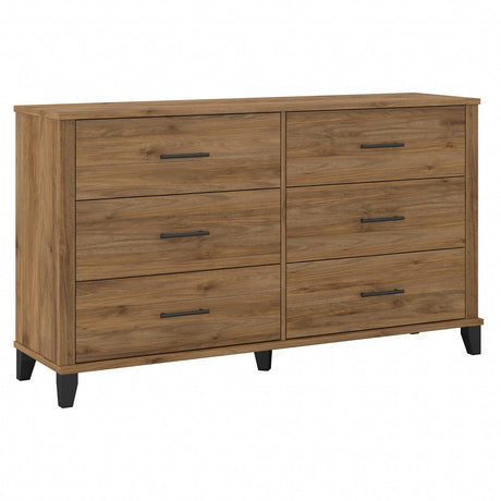 Bush Furniture Somerset 6 Drawer Dresser in Fresh Walnut Bush Business Furniture