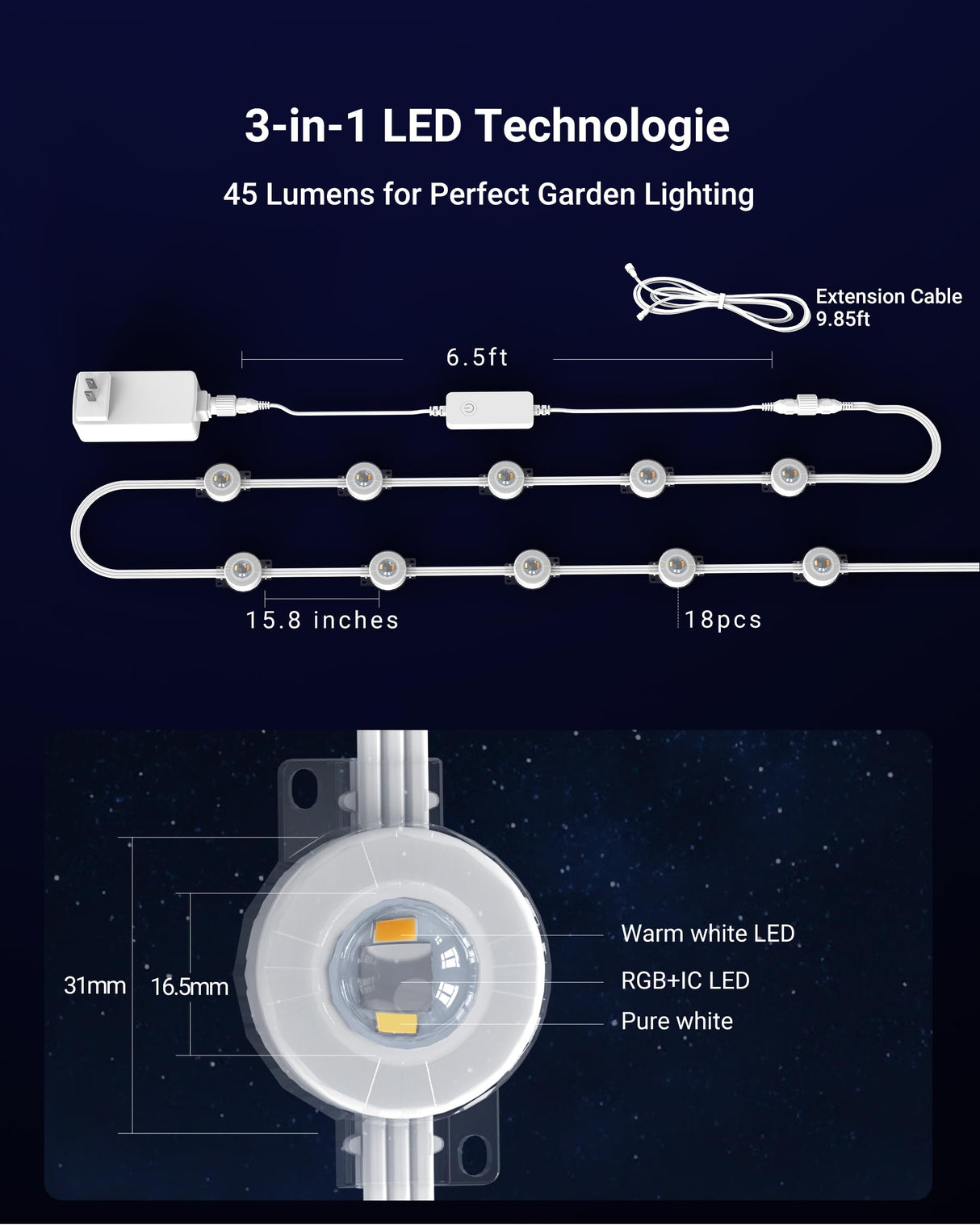 Permanent Outdoor Lights, 100ft RGBICWWPW Christmas Lights with 72 Triple-LED, IP67 Waterproof, 45lm Tunable White for Christmas Decorations, Daily and Holiday, Works with Alexa, Google Assistant ForChic