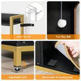 HOOBRO Large Cat Litter Box Enclosure with 2 Storage Shelves, Wooden Litter Box Furniture, Hidden Litter Box Furnitue with Scratching Pad, Sturdy and Solid, 31.5"L x 17.9"W x 47.2"H, Black BD82MW01 HOOBRO