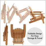 Casafield Oversized Folding Adirondack Chair, Set of 4 Cedar Wood Outdoor Fire Pit Lounge Chairs for Patio, Deck, Yard, Lawn and Garden Seating, Partially Pre-Assembled - Natural Casafield
