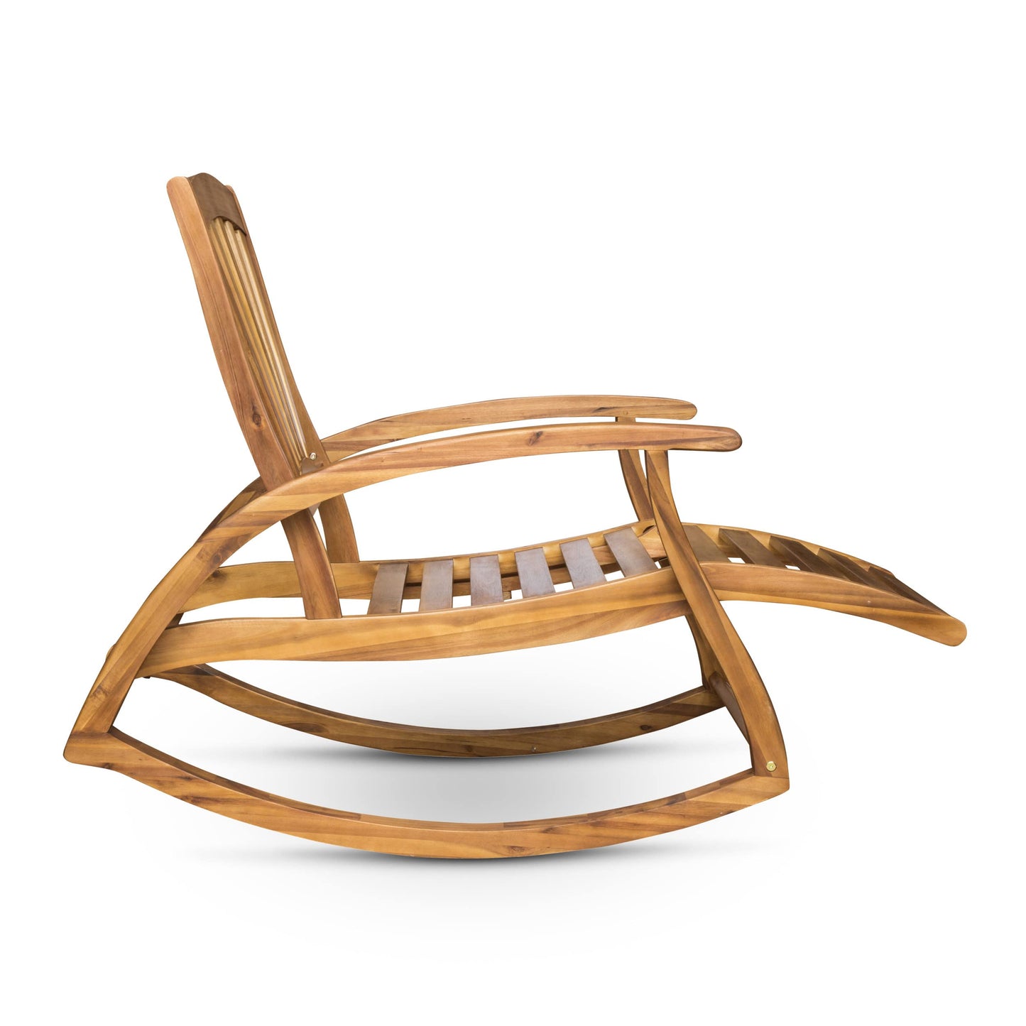 Christopher Knight Home Alva Outdoor Acacia Wood Rocking Chair with Footrest, Teak Finish - WoodArtSupply