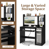 Tangkula Modern Computer Desk with Hutch, Charging Station & Storage Solutions for Home Office Tangkula