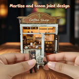DIY Miniature House Kit, Coffee Shop Book Nook Kit, Mini Building Kit, Dollhouse Kit for Adults and Teens, 3D Wooden Puzzles with LED Light, Craft Kit for Family and Friends(Retro Coffee Shop) ANTREATU
