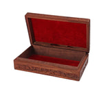 Deco 89 Multipurpose Handcrafted with Floral Carvings Antique Finished Wooden Jewellery Box Organiser, 8 x 5, Brown storeindya