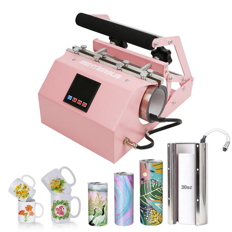 BetterSub Tumbler Mug Heat Press Machine 30 OZ 20 OZ 16 OZ Sublimation Straight Skinny Tumbler Mug Sublimation Print 11 OZ 15 OZ Sublimation Mug Heat Transfer Pink BetterSub