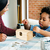 Chapou 24 Pcs DIY Unfinished Wood Treasure Chest Box Savings Bank with Coin Slot Hinged Lid, Front Clasp Lockable Wooden Treasure Box Paint Your Own Piggy Bank for Craft, 4.72 x 3 x 3.23 Inch Chapou