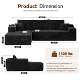 CAODOC 104" Cloud Sectional Couch with Comfy Chaise, Boneless L Shape Sofa with Deep Seat, Minimalist Modular Couches Sleeper for Living Room Bedroom Apartment Lounge,Black CAODOC
