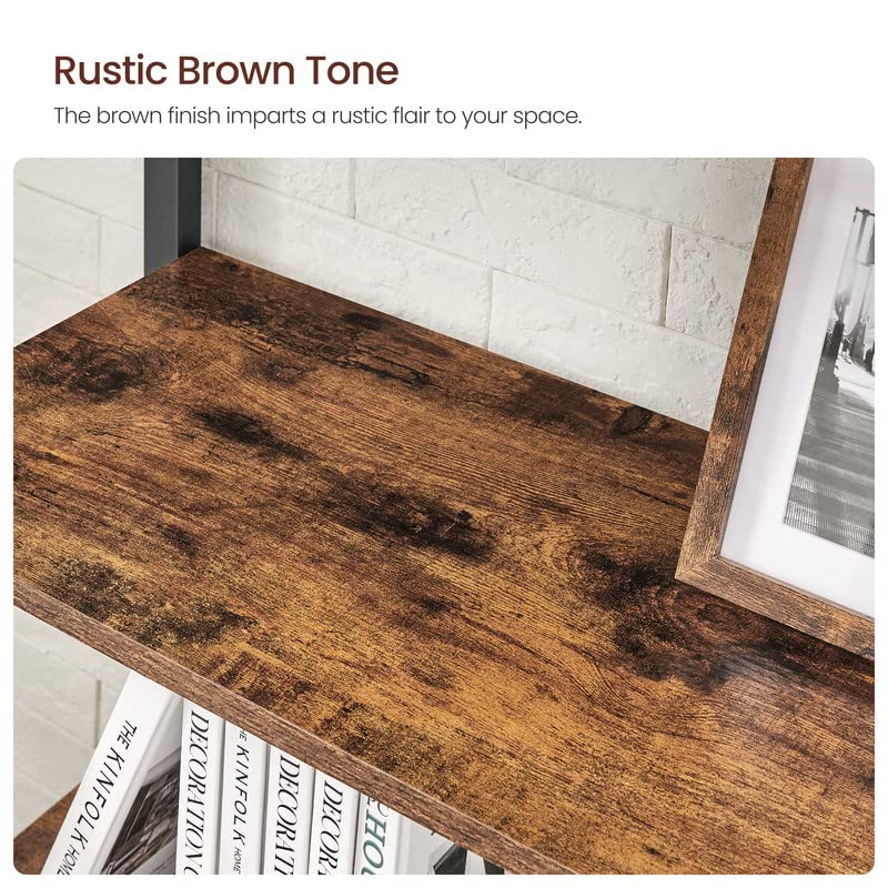 VASAGLE Industrial 6-Tier Bookshelf with Steel Frame - Rustic Brown and Black, Ample Storage for Home or Office VASAGLE