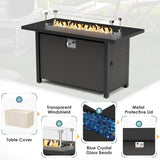 Patiomore 8-Pieces Outdoor Patio Furniture Sets,45”Propane Gas Fire Pit Table， All-Weather Black Brown Wicker Rattan Sectional Sofa, Washable Seat Cushion(Beige) Patiomore