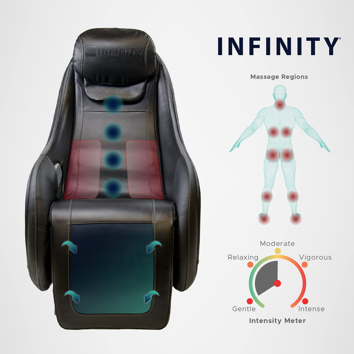 Infinity Riage CS, Compact Shiatsu Massage Chair, Featuring Zero-Gravity Recliner, Lumbar Heat, and Four-Node Massage Robot, Tapping, Kneading, Roller-Massaging Techniques (Black) Infinity