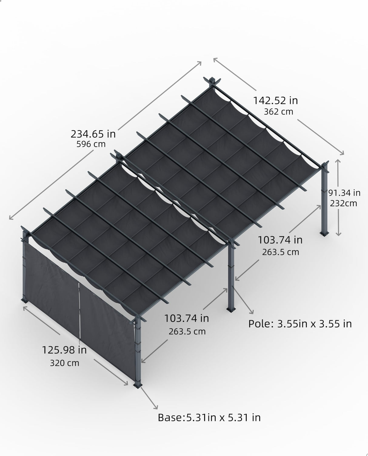 GarveeLife 12x20 Ft Aluminum Pergola, Outdoor Metal Pergola with Adjustable Canopy, Reinforced Frame Outdoor Shelter for Backyard, Garden and Deck - Gray GarveeLife