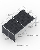 GarveeLife 12x20 Ft Aluminum Pergola, Outdoor Metal Pergola with Adjustable Canopy, Reinforced Frame Outdoor Shelter for Backyard, Garden and Deck - Gray GarveeLife